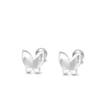 925 Silver Double Butterfly Stud Earrings Animal Earring Girl Piercing Jewelry