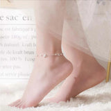 925 Silver Double Chain Anklets Star Beads Pendant Women Foot Chains