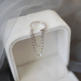 925 Silver Tassel Ear Cuff, Dainty Hoop Earring, Punk Dangle Gift