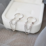 925 Silver Tassel Ear Cuff, Dainty Hoop Earring, Punk Dangle Gift