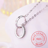 925 Silver Double Circle CZ Love Necklace for Women Wedding Gift