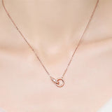 925 Silver Double Circle CZ Zirconia Necklace, Women's Gift
