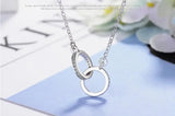 925 Silver Double Circle CZ Zirconia Necklace, Women's Gift