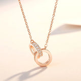 925 Silver Double Circle CZ Zirconia Necklace, Women's Gift
