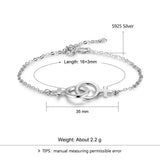 925 Sterling Silver Double Circle Interlock Clavicle Bracelet