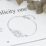 925 Sterling Silver Double Circle Interlock Clavicle Bracelet