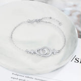 925 Sterling Silver Double Circle Interlock Clavicle Bracelet