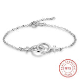 925 Sterling Silver Double Circle Interlock Clavicle Bracelet