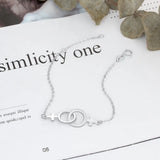 925 Sterling Silver Double Circle Interlock Clavicle Bracelet