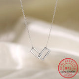 925 Silver Interlock Pendant Necklace Double Ring Collarbone Chain