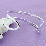 925 Silver Double Circle Line Bangle Bracelet Wedding Jewelry Gift