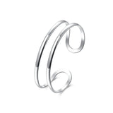 925 Silver Double Circle Line Bangle Bracelet Wedding Jewelry Gift