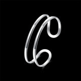 925 Silver Double Circle Bangle Bracelet Wedding Engagement Charm