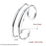 925 Silver Double Circle Line Bangle Bracelet Wedding Party Jewelry