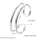 925 Silver Double Circle Bangle Bracelet Wedding Engagement Charm