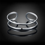 925 Silver Double Circle Bangle Bracelet Wedding Engagement Charm