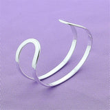 925 Silver Double Circle Line Bangle Bracelet Wedding Jewelry Gift