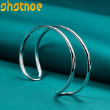 925 Silver Double Circle Line Bangle for Women