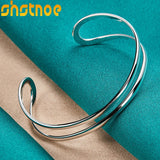 925 Silver Double Circle Line Bangle for Women