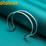 925 Silver Double Circle Line Bangle for Women