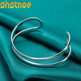 925 Silver Double Circle Line Bangle for Women