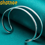 925 Silver Double Circle Line Bangle for Women