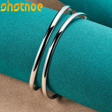 925 Silver Double Circle Line Bangle for Women