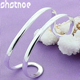 925 Silver Double Circle Line Bangle for Women Jewelry