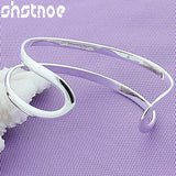 925 Silver Double Circle Line Bangle for Women Jewelry