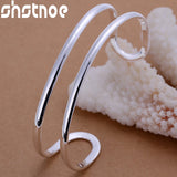 925 Silver Double Circle Line Bangle for Women Jewelry