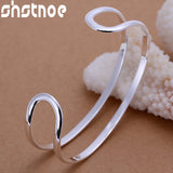 925 Silver Double Circle Line Bangle for Women Jewelry