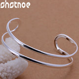 925 Silver Double Circle Line Bangle for Women Jewelry