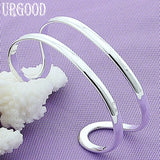 925 Silver Double Circle Line Bangle For Women Man Party Jewelry Gift