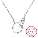 925 Silver Double Circle Love Heart CZ Zirconia Necklace for Women