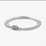925 Silver Double Cylinder Pan Bracelet Women's Jewelry DIY