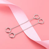 925 Silver Double Ear Hole Chain Hoop Earring Minimalist Party Jewelry