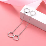 925 Silver Double Ear Hole Chain Hoop Earring Minimalist Party Jewelry
