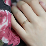 925 Silver Double Green Zircon Crown Ring for Women Girl Chain Jewelry