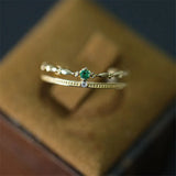 925 Silver Double Green Zircon Crown Ring for Women Girl Chain Jewelry