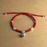 925 Silver Double Happiness Red Rope Bracelet Bangle for Women Wedding