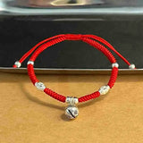 925 Silver Double Happiness Red Rope Bracelet Bangle for Women Wedding