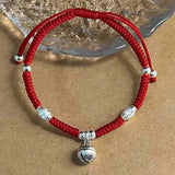 925 Silver Double Happiness Red Rope Bracelet Bangle for Women Wedding