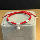 925 Silver Double Happiness Red Rope Bracelet Bangle for Women Wedding
