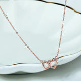 925 Silver Double Heart Circle CZ Zircon Pendants Necklaces For Women