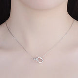 925 Silver Double Heart Cz Pendant Necklace For Women Gift