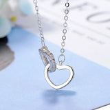 925 Silver Double Heart Cz Pendant Necklace For Women Gift