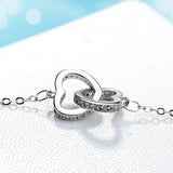 925 Silver Double Heart Cz Pendant Necklace For Women Gift