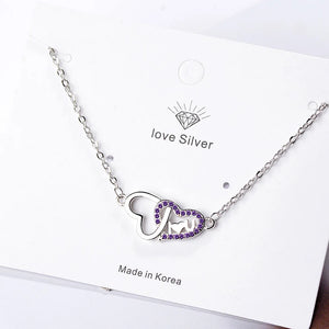 925 Silver Double Heart LOVE Necklaces Wedding Jewelry