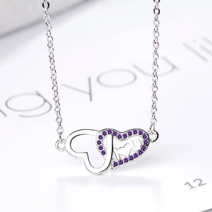925 Silver Double Heart LOVE Necklaces Wedding Jewelry