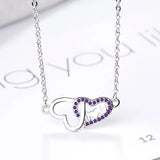 925 Silver Double Heart LOVE Necklaces Wedding Jewelry